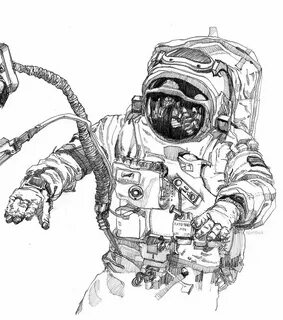 Рисунок космонавта карандашом