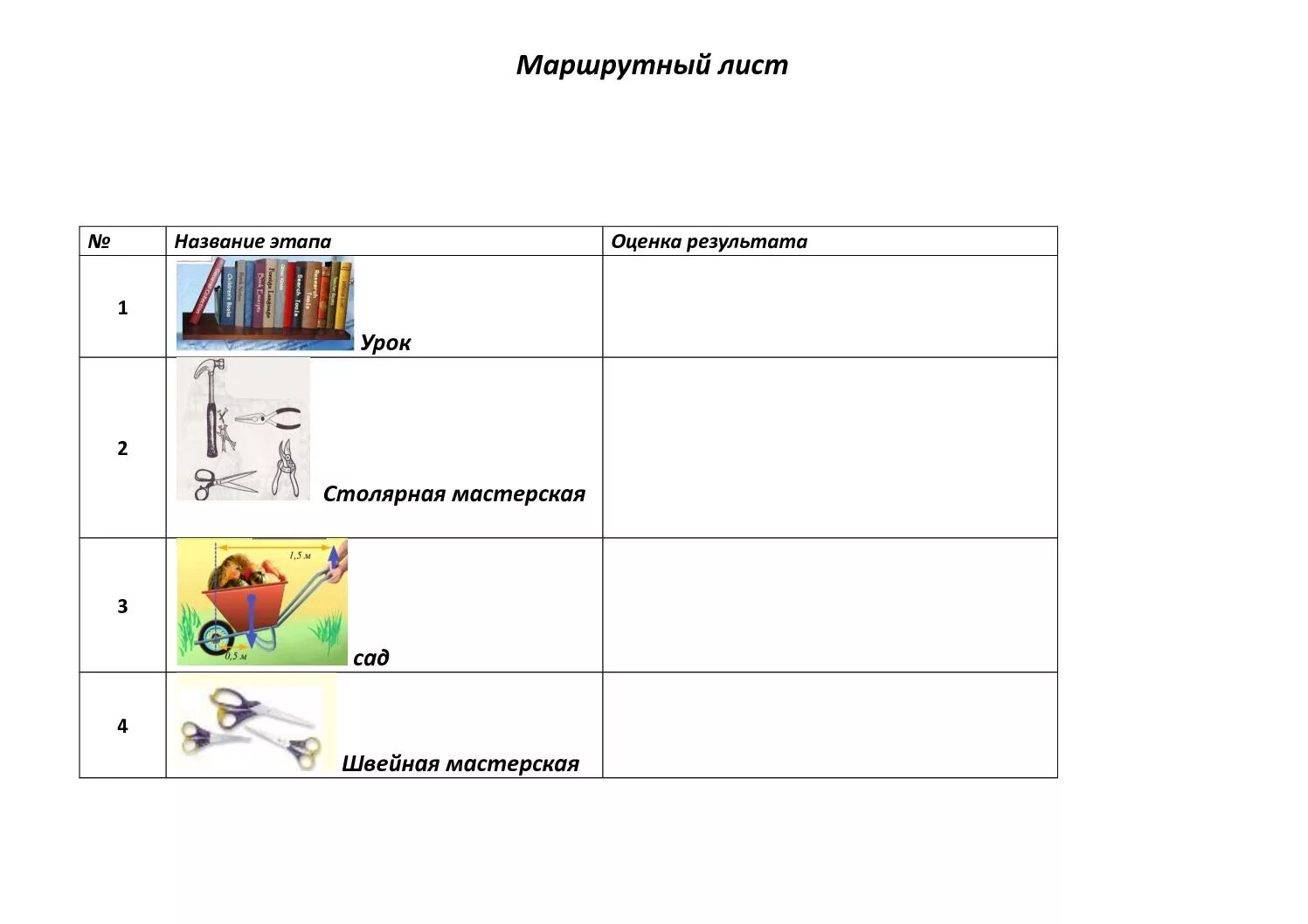 Маршрутный лист 3 класс. Маршрутный лист.