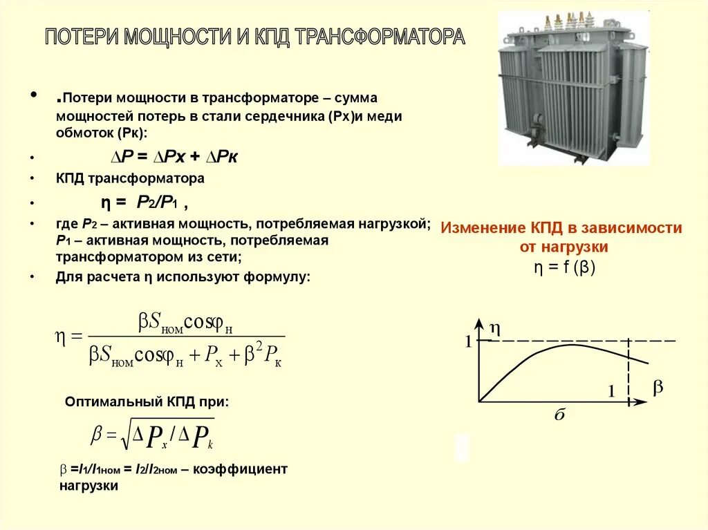 Изменение нагрузки трансформатора