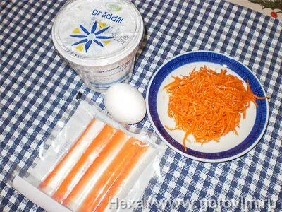 Салат грибы морковь крабовые палочки