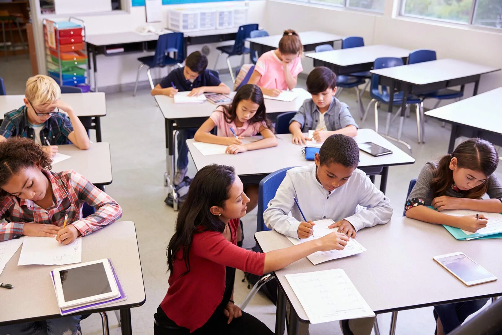 In a classroom in a shopping