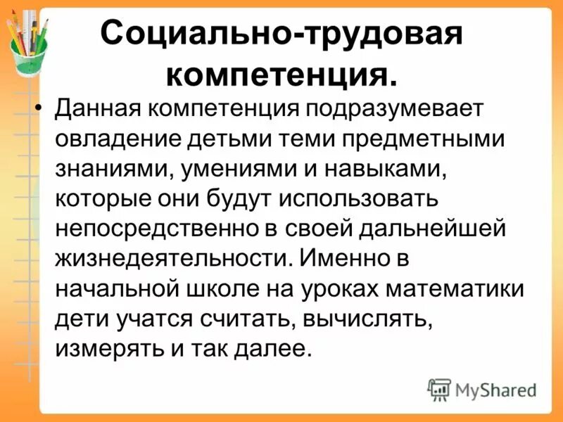 Социально трудовая компетенция