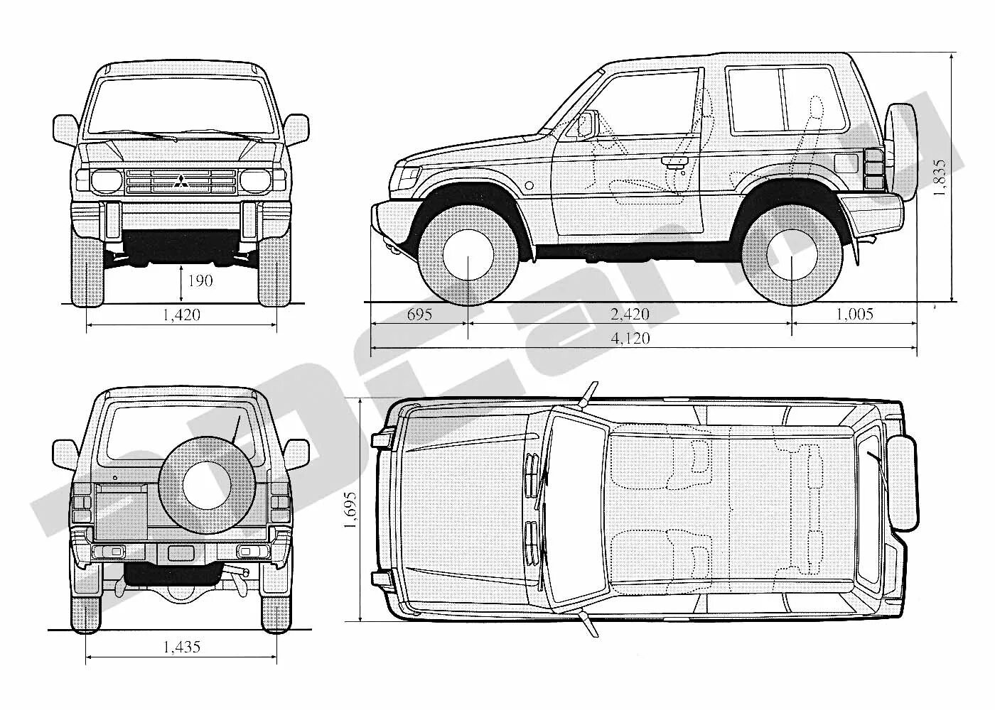 Pajero длина. Mitsubishi Pajero габариты. Mitsubishi Pajero Mini габариты. Габариты Мицубиси Паджеро 3 дверный. Габариты Мицубиси Паджеро 4.