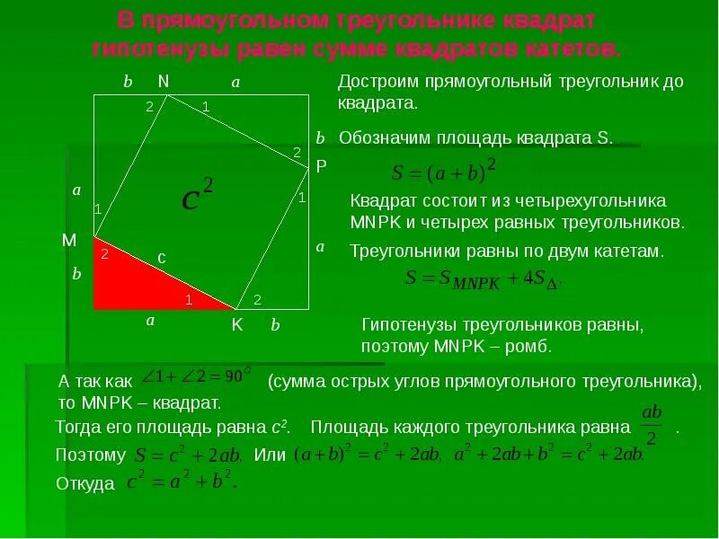 Квадрат в прямоугольном треугольнике. Квадрат прямоугольнлгореугольник. Дострой треугольник до квадрата. Как обозначить площадь квадрата. Площадь квадрата равна сумме его смежных сторон