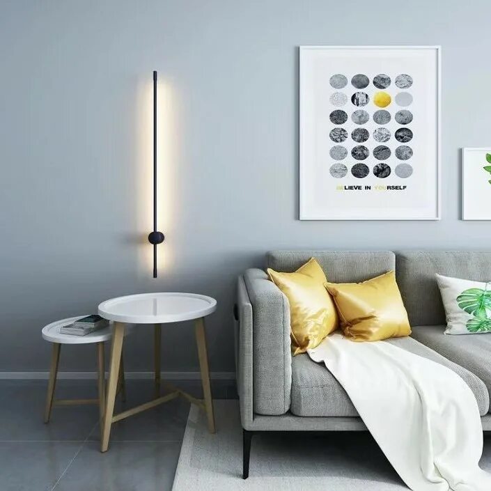 Геометрия на стенах. Туалетная комната. Золотые полоски на стенах в интерьере. Светильник светодиодный настенный. Настенный светильник line wall 13043-1.