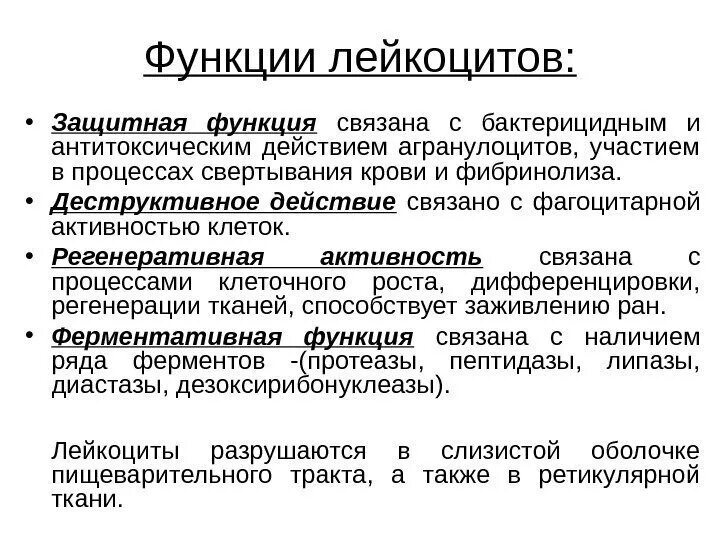 Перечислите функции лейкоцитов. Перечислите функции лейкоцитов