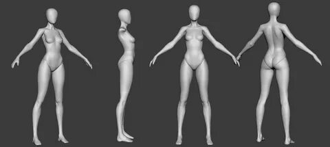 ArtStation - Woman T pose base body, Weichen Chen Body Reference Drawing, H...