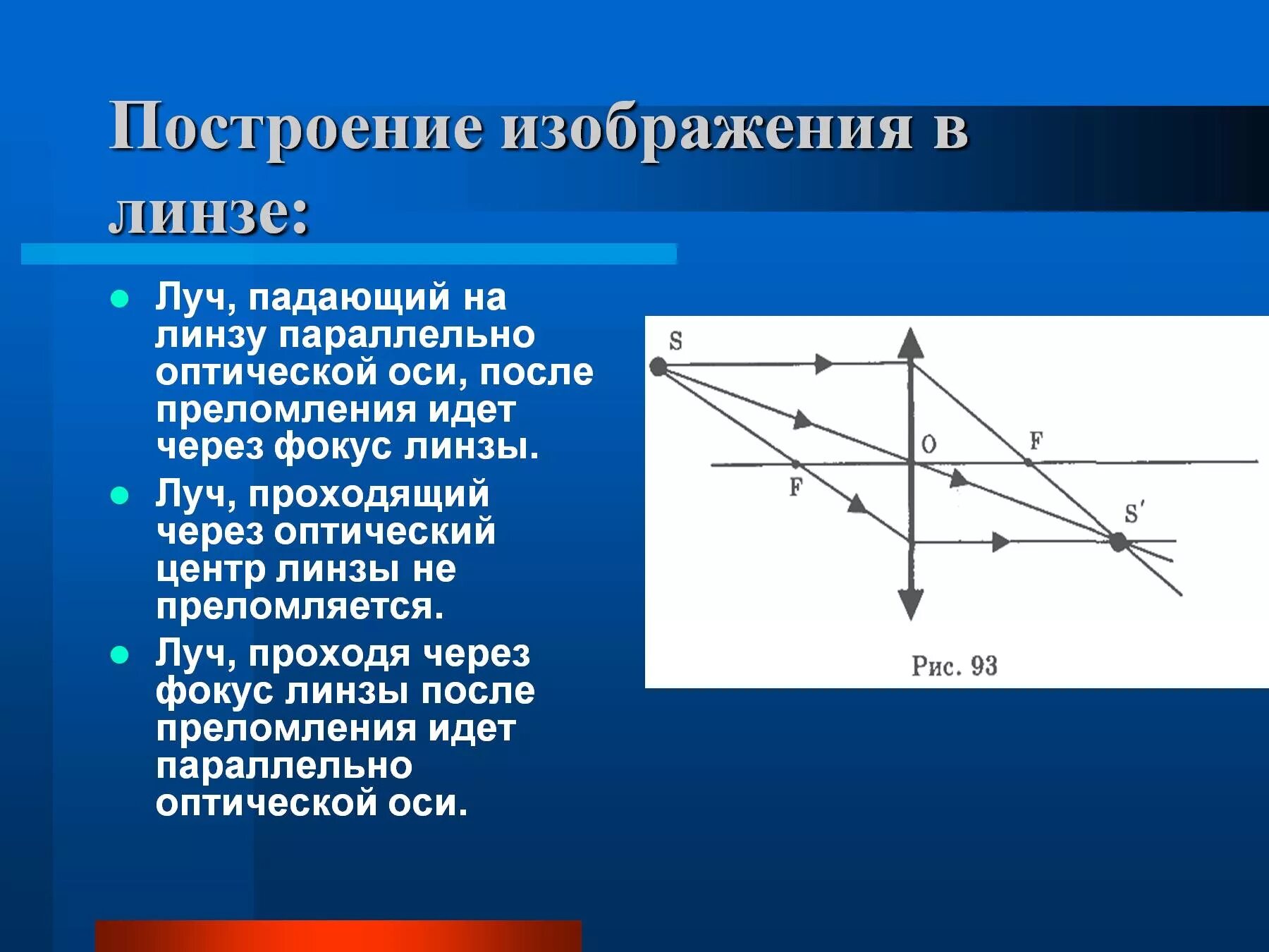 Луч света через собирающую линзу. Построение луча оптическая ось. построение изображения в линзе. порядок построения изображения в линзах. правило построения изображения в линзах.