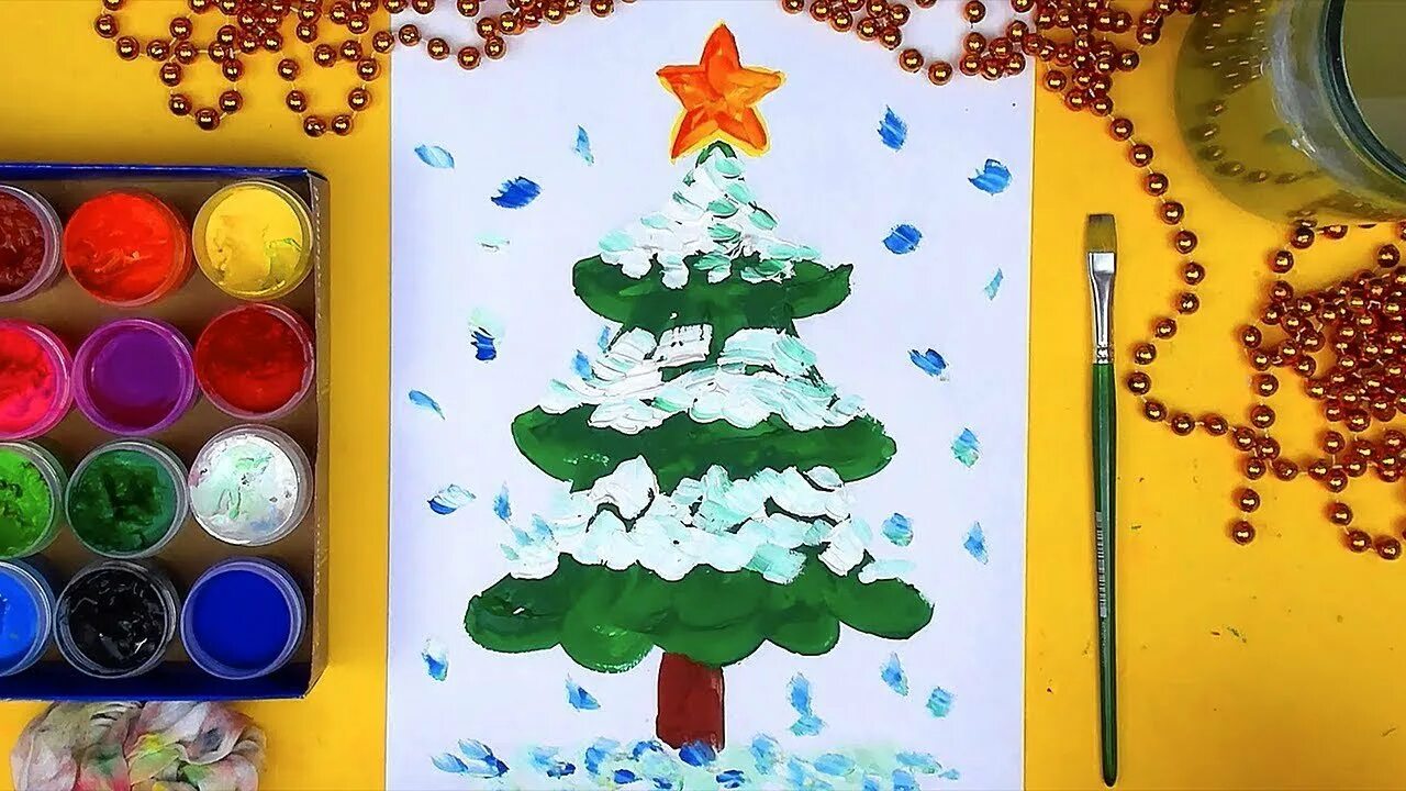 Елка гуашью для детей. Ёлка гуашью в детском саду. Рисунки на новый год. Рисование ёлка новогодняя красками. Елка гуашью для детей.