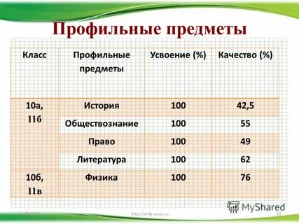 Профильные предметы в 10 классе