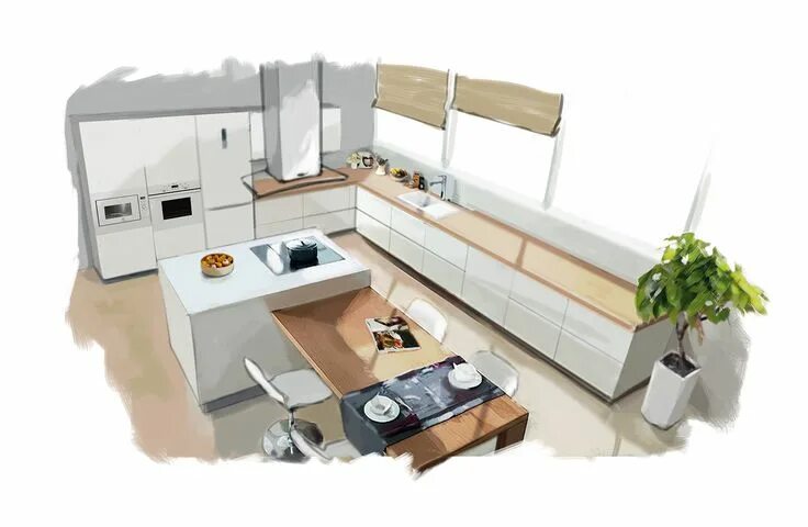 Interior design sketches, Interior design kitchen, Interior architecture