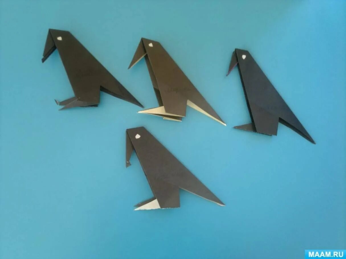 Оригами Грач. Перелетные птицы оригами для детей. Оригами Грачи в подготовительной группе. Конструирование Грач. Грач оригами в подготовительной