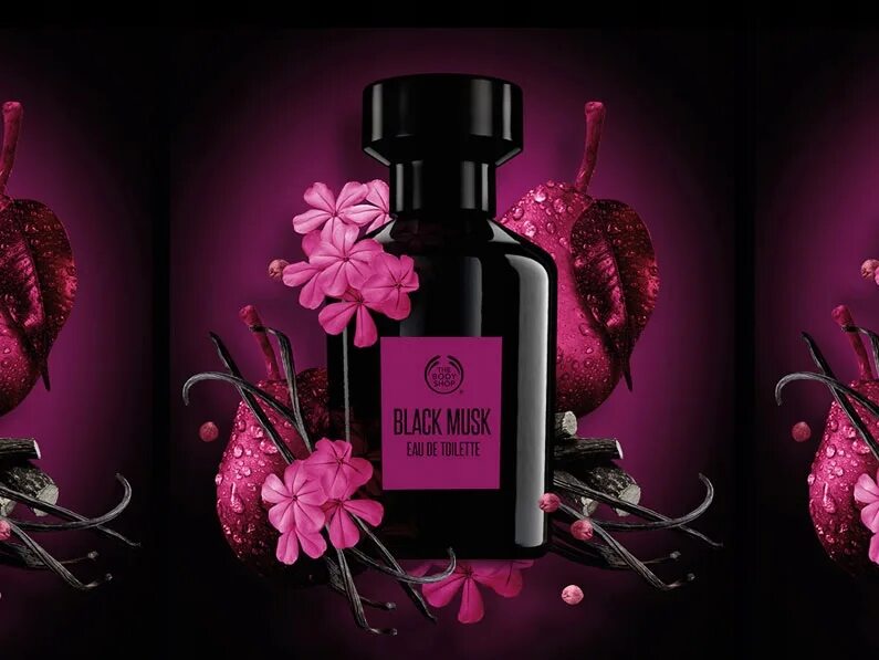 Туалетная вода perfumes. Black Musk the body shop духи. Black Musk Eau de Parfum. The body shop Black Musk Eau de Toilette. Духи на темном фоне.