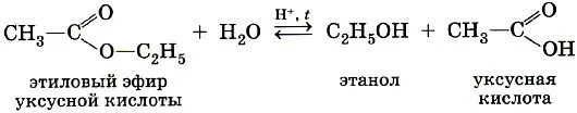 Гидролиз этилового эфира уксусной кислоты
