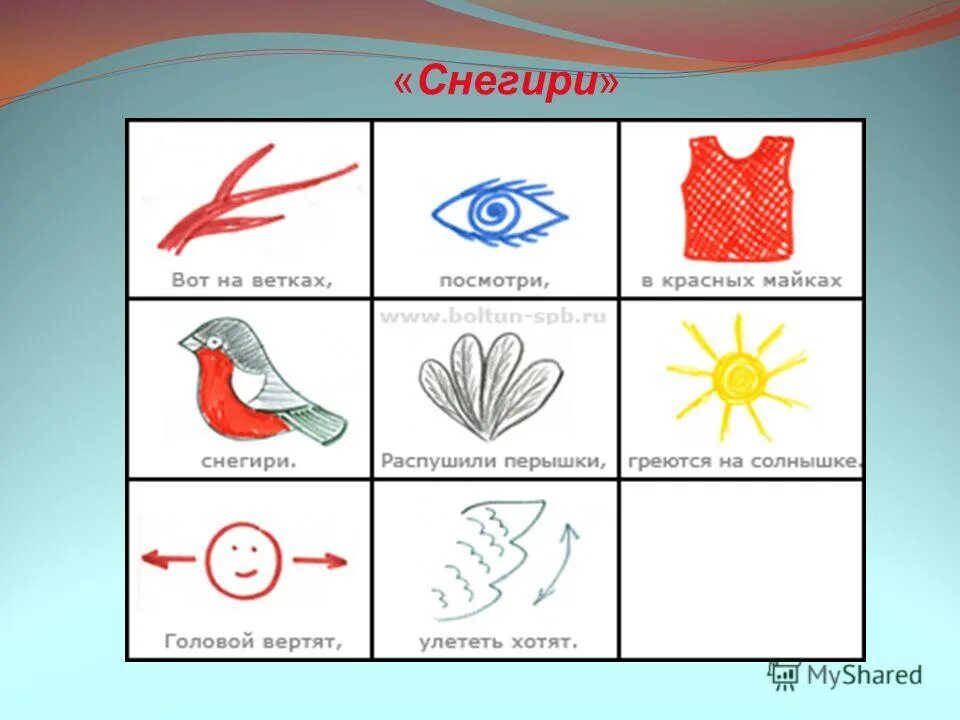 заучивание стихов о зиме по мнемотаблице. мнемосхемы для заучивания стихов для дошкольников. вот на ветках посмотри в красных. стих вот на ветках посмотри в красных майках снегири. метод крокирования в детском саду.