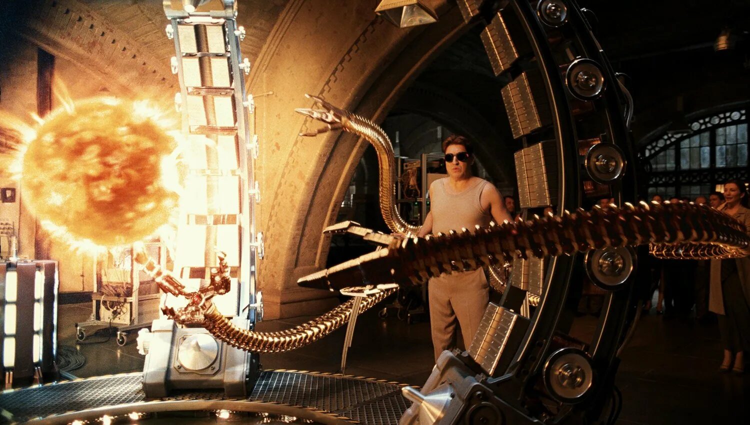Spider-man 2 2004 sun. человек паук 2 солнце. отто октавиус человек паук 2. доктор октавиус человек паук 2. доктор осьминог человек паук 2.
