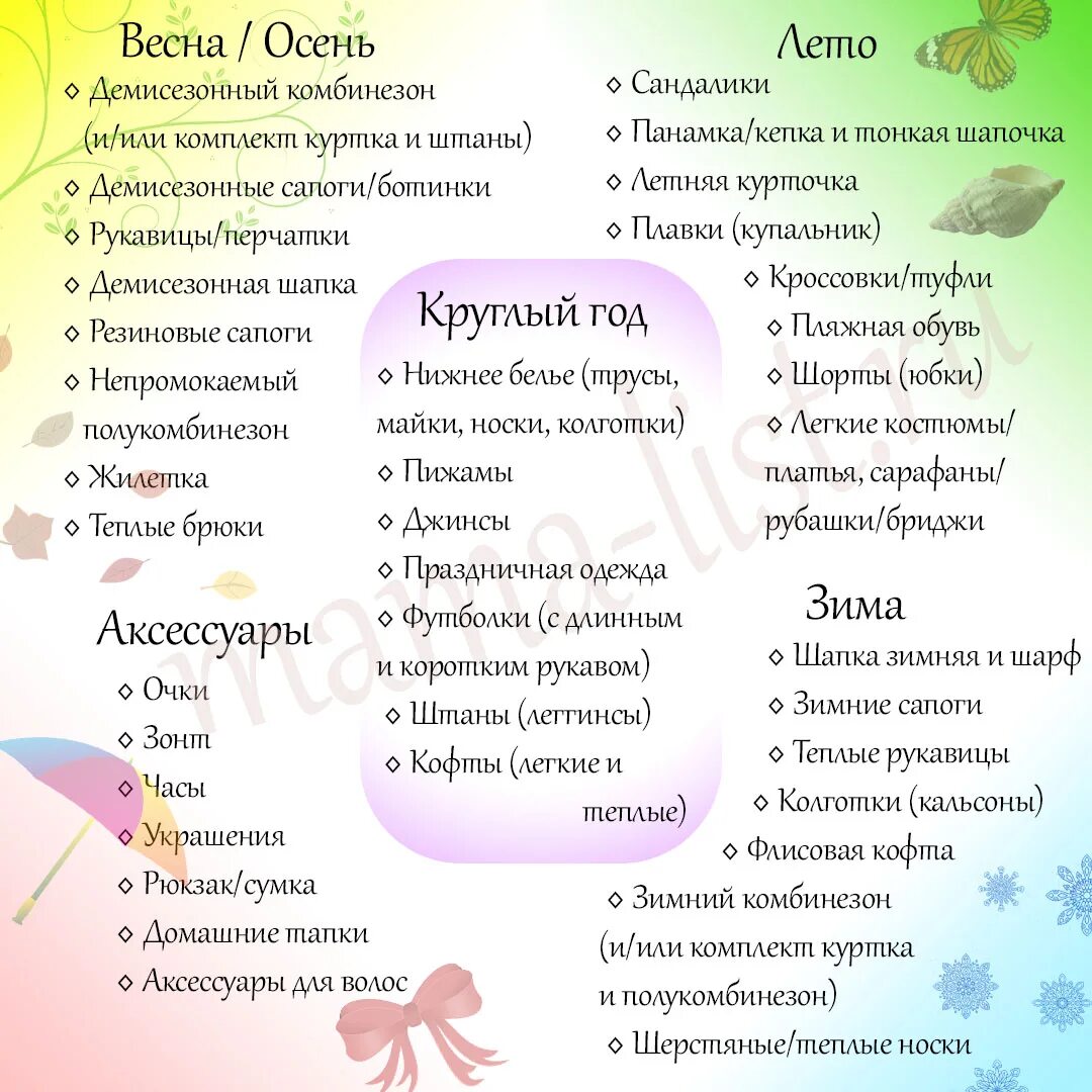 Одежда список для детей. Список одежды на лето. Чек-лист одежды для новорожденного. Список вещей для ребенка. Покупки на 6 месяцев