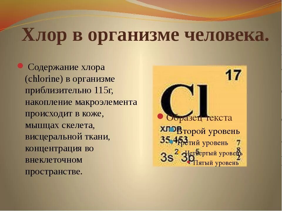Значение элемента хлор. Хлор в организме человека. содержание хлора в организме. хлор. хлор содержание в организме человека.