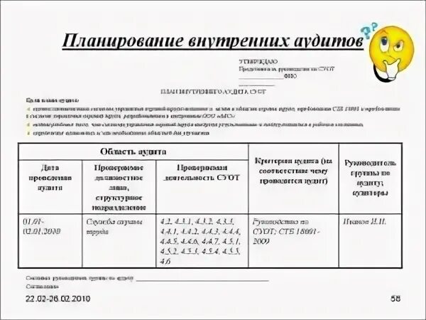 Составить план аудита