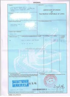Certificate of origin