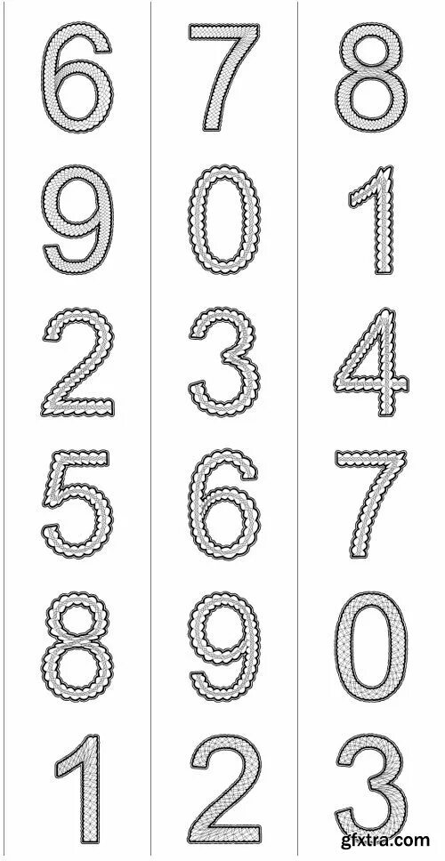 Numbers figures. Буквы и цифры в гильош сетке. numbers and figures.