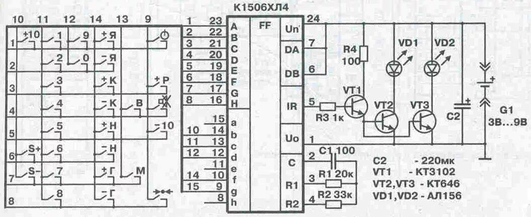 Схема пульта телевизора