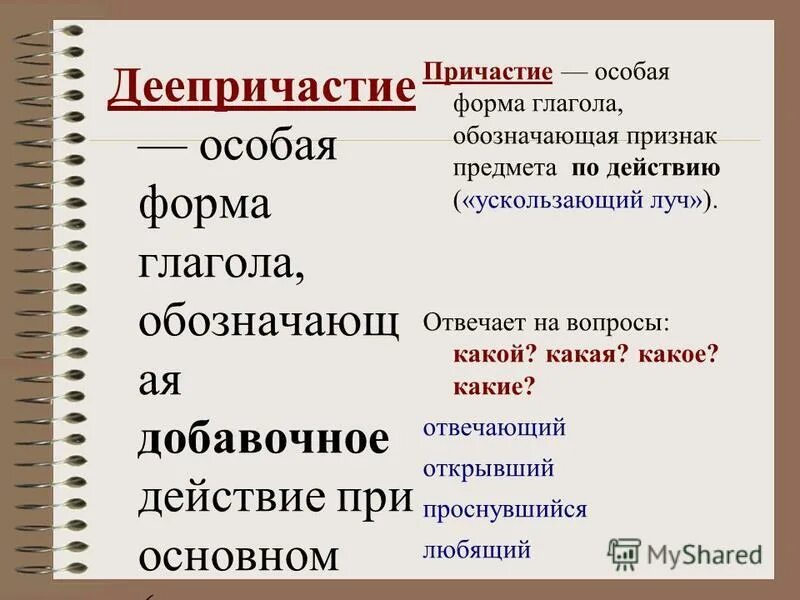 Ошибки в образовании формы глагола. Причастие особая форма глагола. Деепричастие как особая форма глагола. На какие вопросы отвечает Причастие и деепричастие. На какие вопросы отвечает деепричастие.