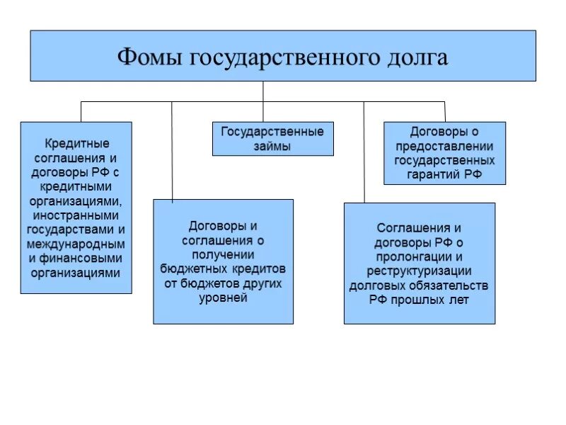 Формы внутреннего государственного долга. Формы государственного долга РФ. Виды гос долга. Формы муниципального внутреннего долга..