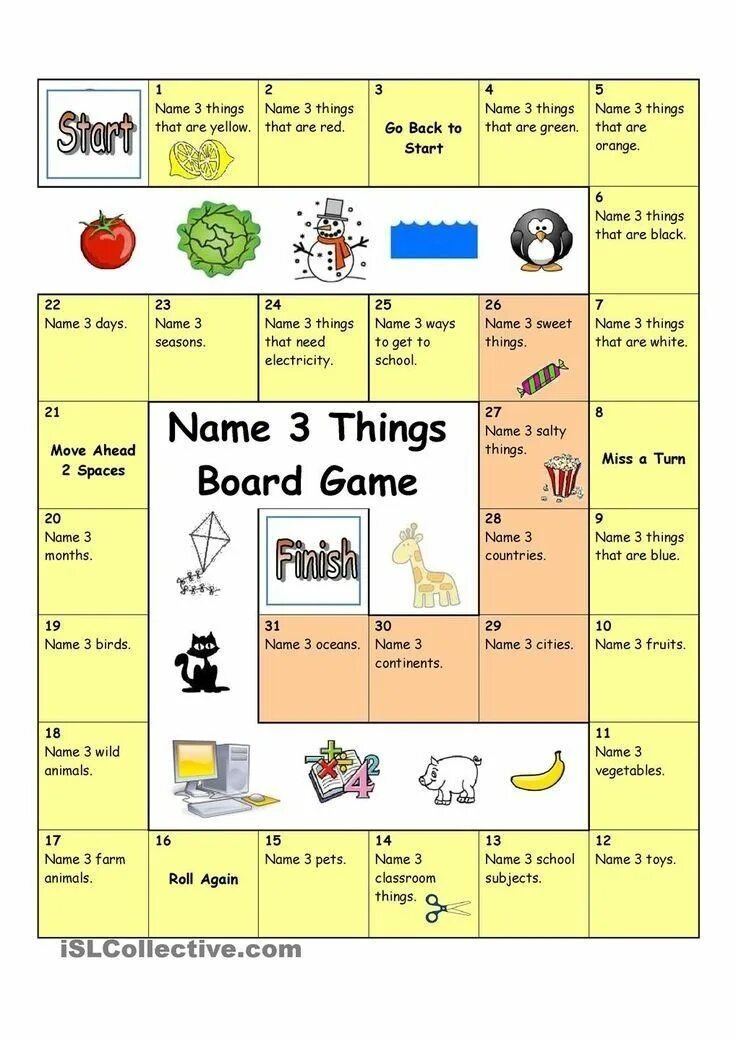 Board game for Kids. Name 3 things Board game. Name 3 things Board game for Kids. Настольные игры на английском языке.