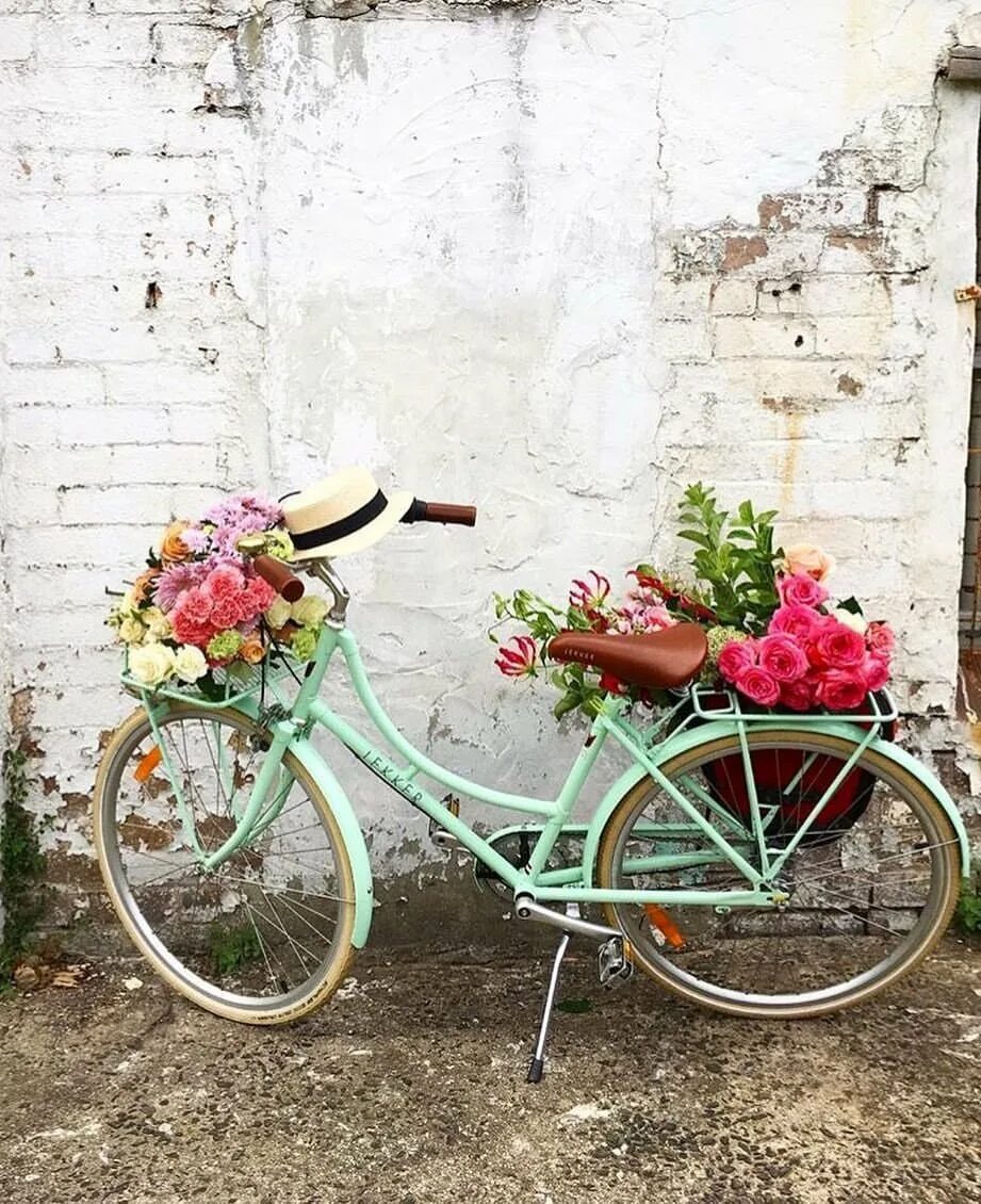 Велосипед в цветах зеленый. Велосипед с цветами. Винтажный велосипед с корзиной. Ретро велосипед с цветами. Велосипед с корзинкой цветов.