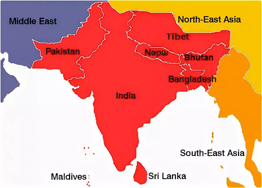 Middle asia. Индийский субконтинент. Индия на карте. Бангладеш на политической карте. Индия и Бангладеш на карте.