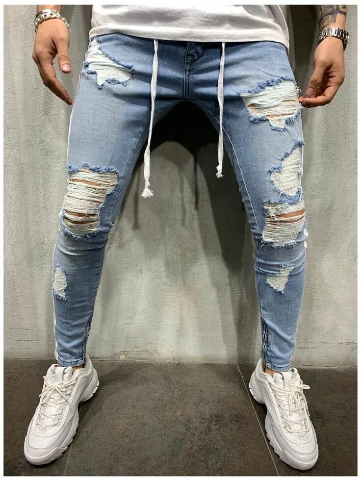 Купить мужские джинсы BMEIG BMEIG Herren Jeans Zerrissen Dehnbar Dünn Radfahrer