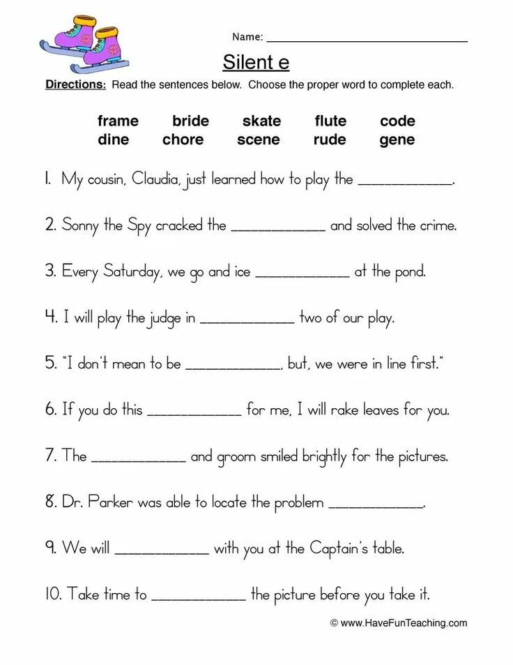 Silent name. Silent e worksheets. transition words exercises. silent e reading. silent k worksheets.