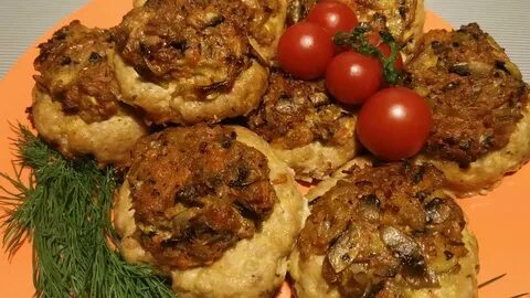 Гнезда из фарша с грибами