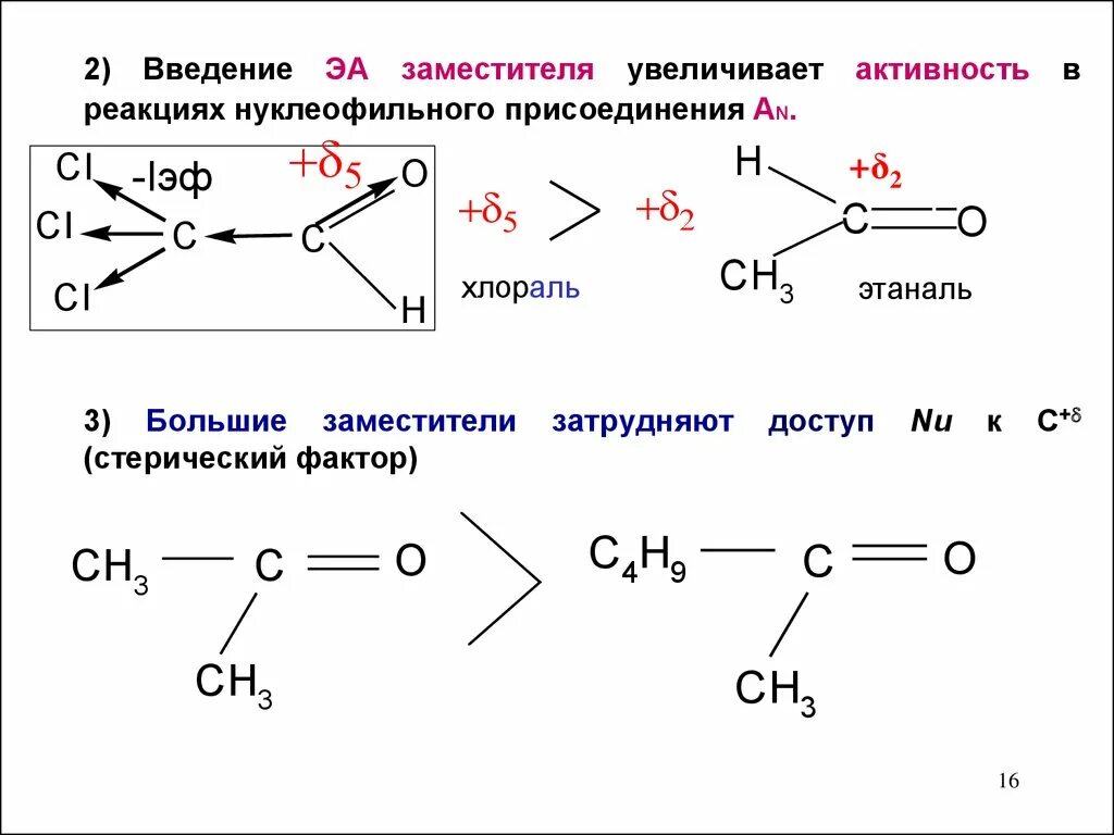 Активность в реакциях нуклеофильного присоединения. Активность оксосоединений в реакциях нуклеофильного присоединения. Реакционная способность в реакциях нуклеофильного присоединения. Реакции нуклеофильного присоединения.