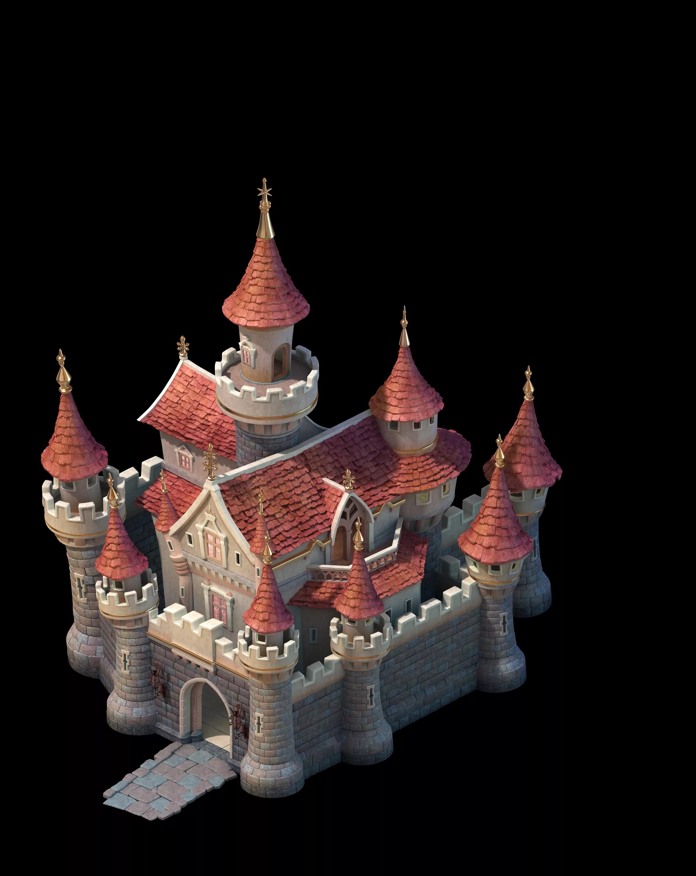 Замок 3 д. Мини замок 3ds Max. Замок в 3d Max. 3d модель замка. Замок для моделирования.