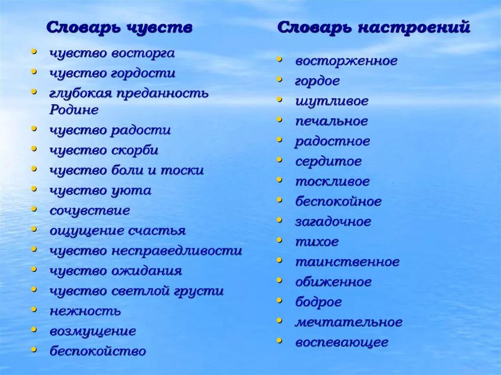 Чувство присущее человеку. Положительные эмоции список. Словарь эмоций и чувств. Слова выражающие чувства и эмоции. Словарь настроений и чувств.