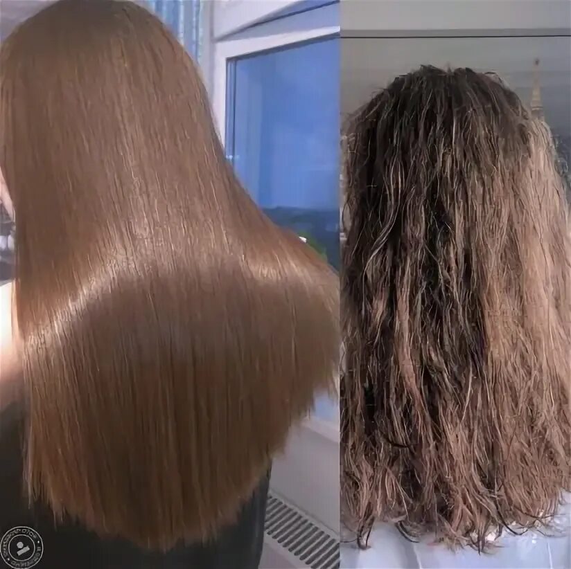 Кератиновое выпрямление пушистых волос. Волосы после кератина. Кератин для волос до и после. Химическое выпрямление волос. Почему в салоне после