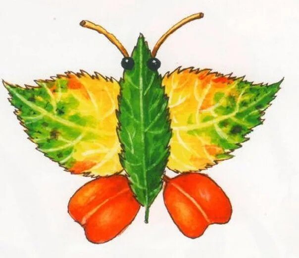 Овощи из листьев. Аппликация из листьев. Бабочка из листьев. Рисунок из листьев. Поделки из листьев 1 класс.