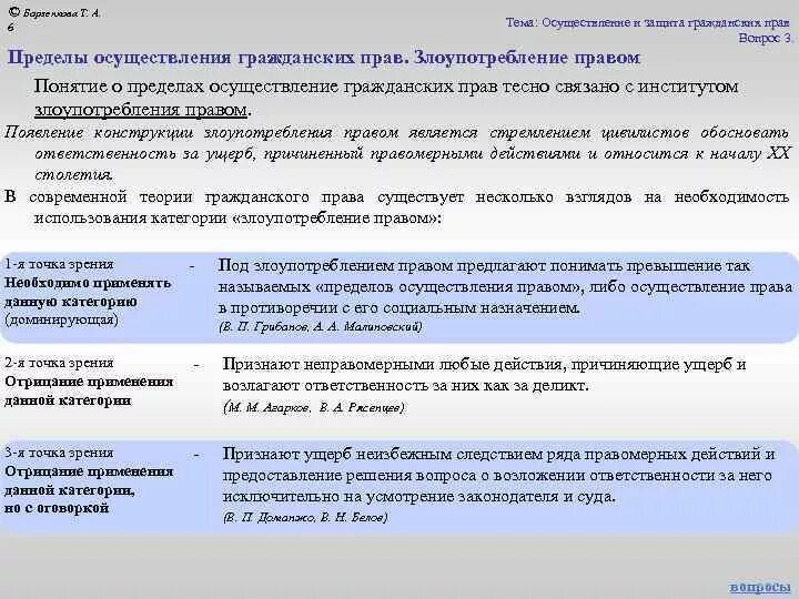 Злоупотребление правом осуществления гражданских прав. Понятие злоупотребления правом. Злоупотребление правом в гражданском праве. Концепций злоупотребления правом. Виды злоупотребления правом в гражданском праве.