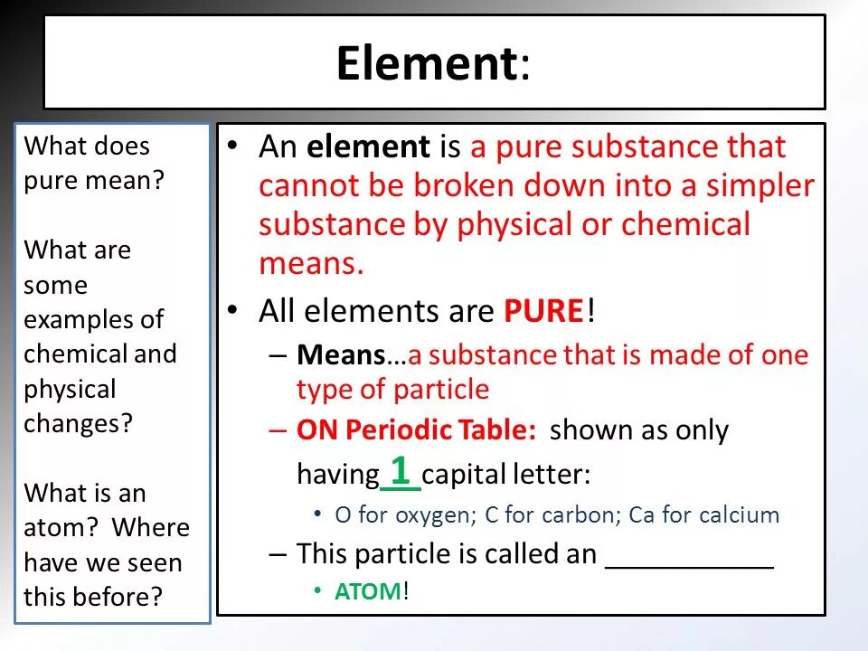 What is an element. What is an element