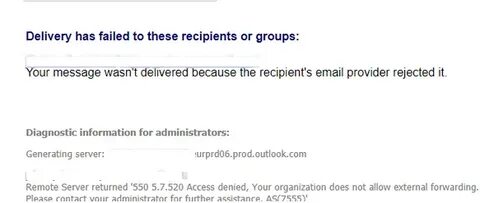 Sender address rejected access denied