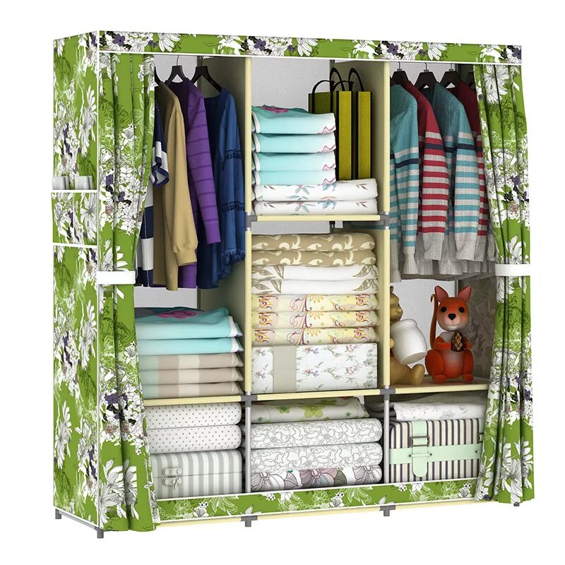 сборный переносной шкаф для одежды. тканевый шкафы для хранения.