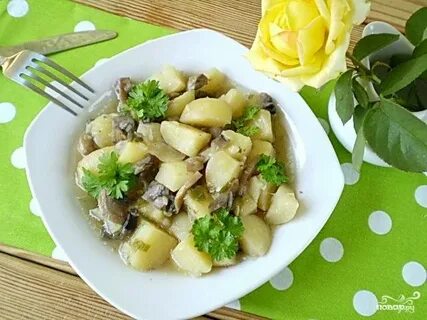 Картофель тушеный с грибами рецепт
