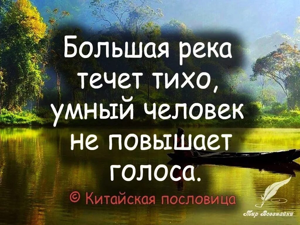 Тихо течет вода. Мудрые пословицы и поговорки. Большая река течет тихо умный человек не повышает голоса. Про река умные цитаты. Умные пословицы.