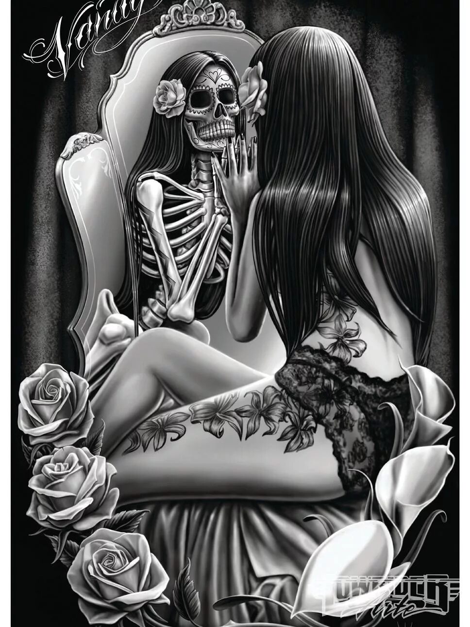Скелет смерть тату чикано. Санта муэрте скелет тату. Татуировка девушка и скелет тату. Тату девушки скелета. Тату девушки скелета.