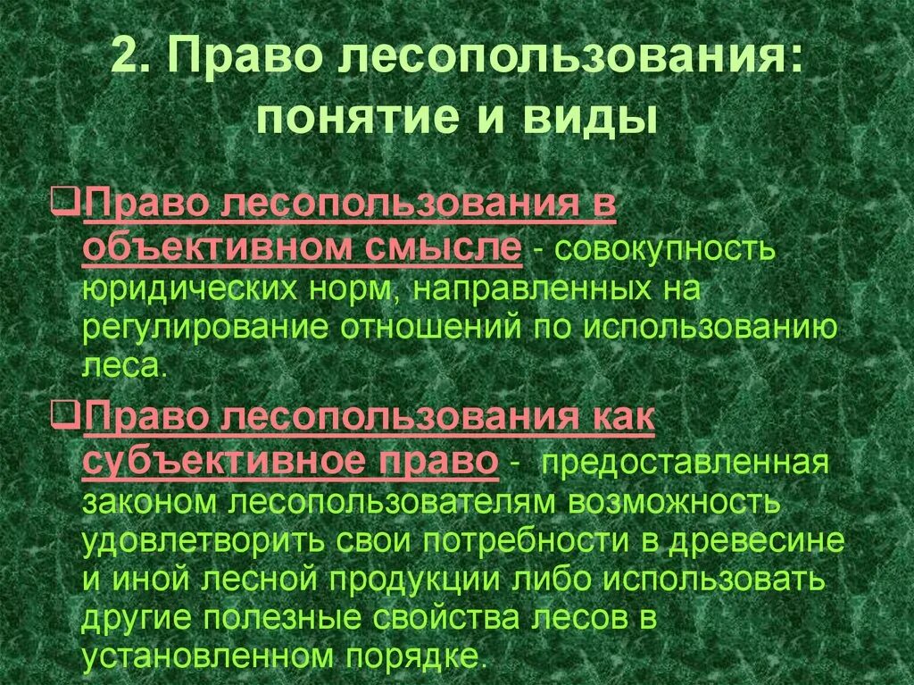 Формы использования лесов