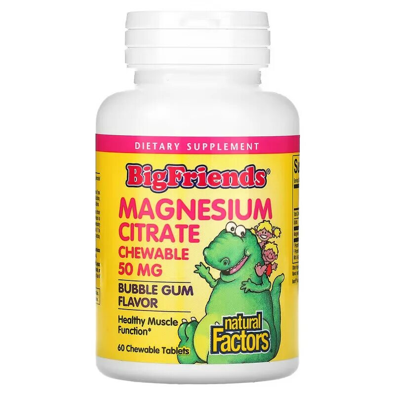 Natural factors magnesium. Natural factors big friends magnesium citrate. magnesium-citrate-bubble-gum-flavor-50-mg-60-chewable-tablets. natural factors, big friends, цитрат магния. natural factors citrate magnesium детский.