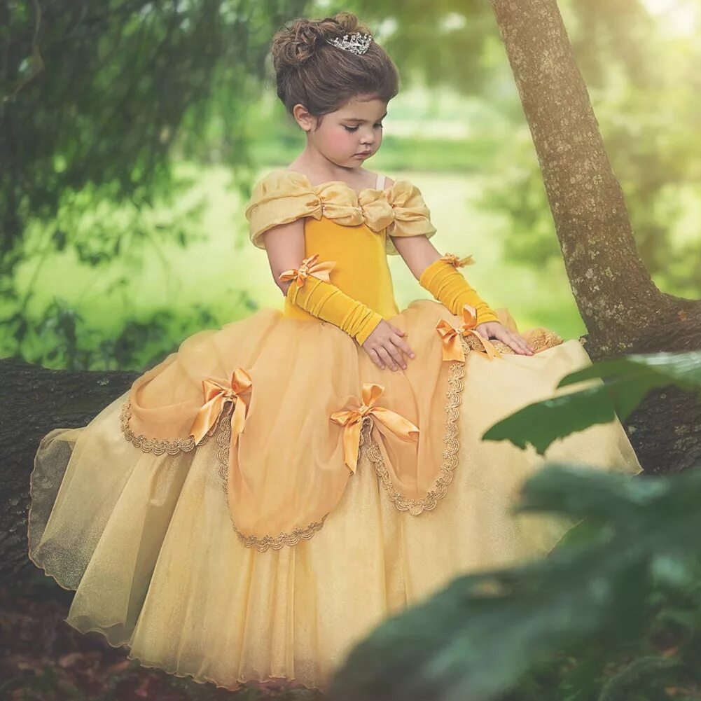 Самой маленькой принцессе. Платье принцессы Бель. Платье Бэлль для девочки. Платье принцессы Бель для детей. Платье принцессы Бэлль для девочки.
