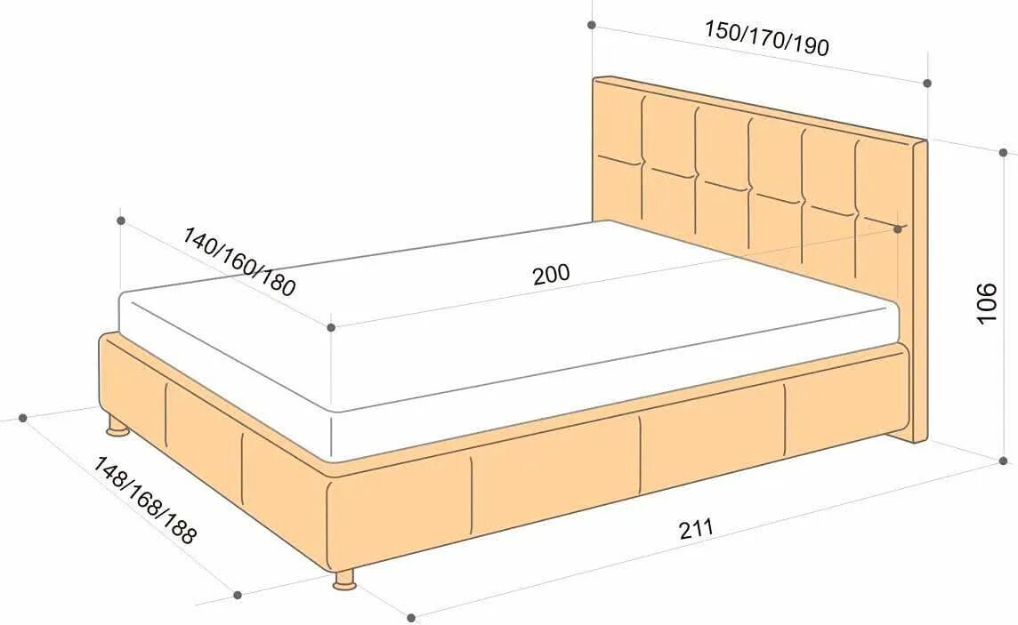 Габариты кровати 160 Аскона. Кровать Carolina Аскона 160*200. Размер двухспалки кровати стандарт. См 200 s